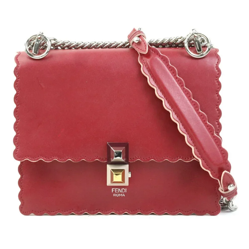 FENDI Red Leather Shoulder Bag